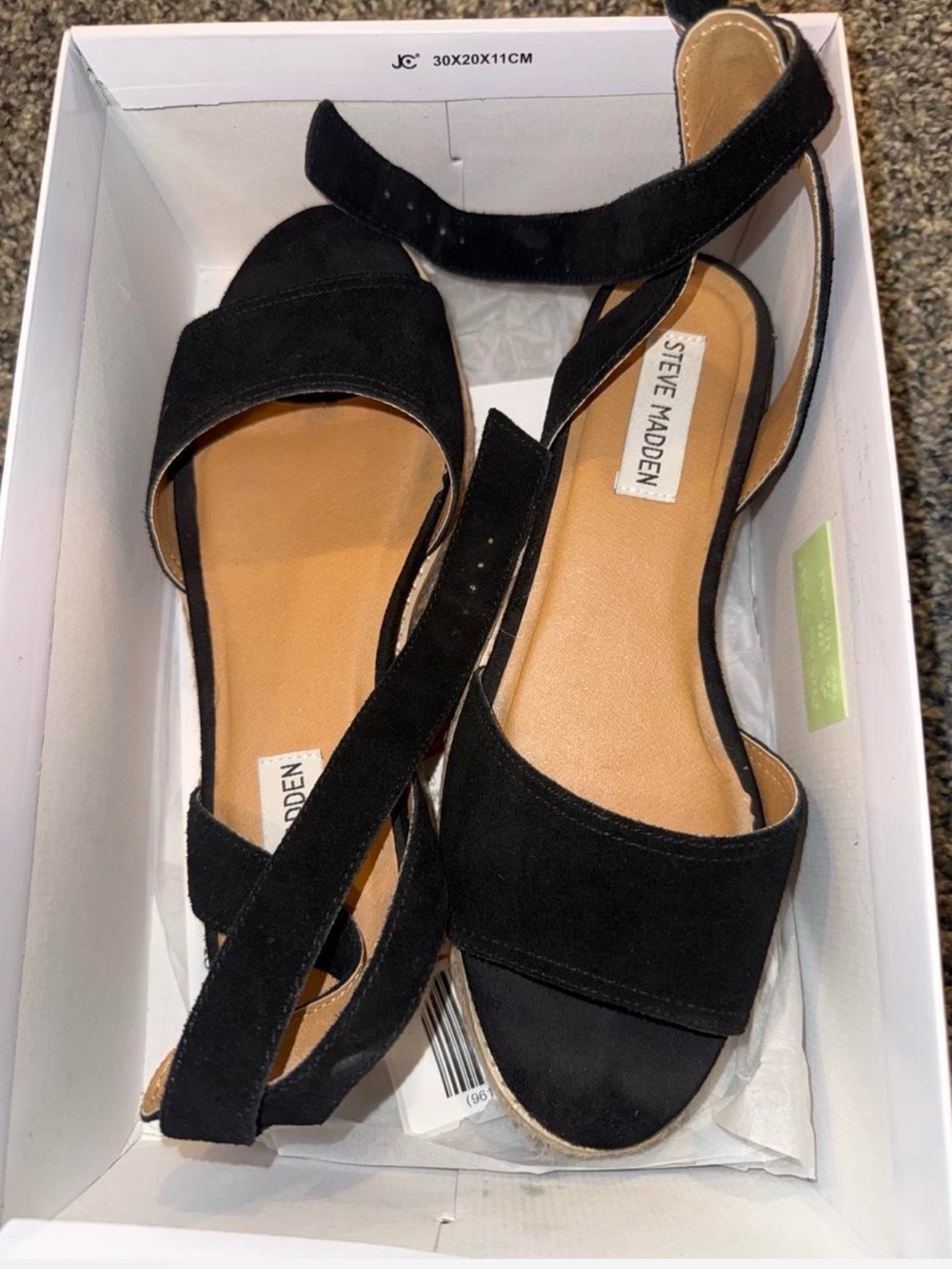Steve Madden Black Suede Ankle-Strap Espadrilles